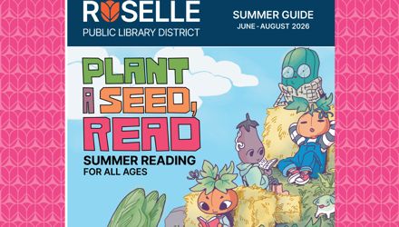 Section of the cover of the summer issue of the Roselle Public Library District guide.